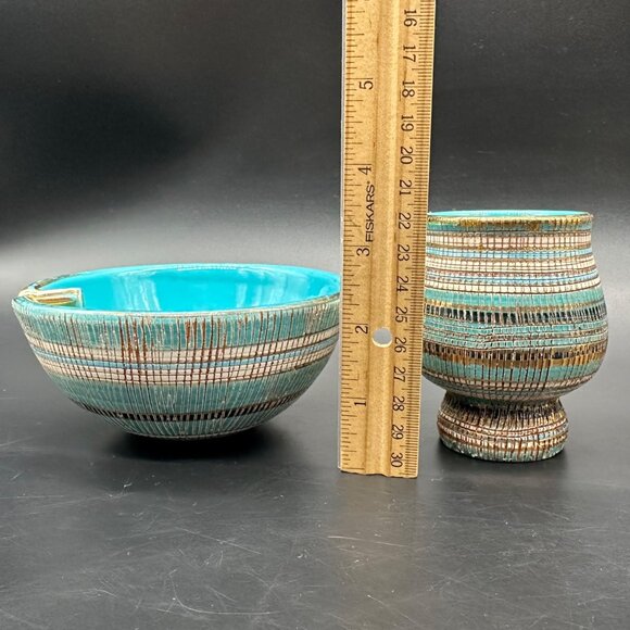 Mid Century Modern Seta SGRAFFITO Smoking Set Aldo Londi Bitossi 1950s Italy - Picture 13 of 13